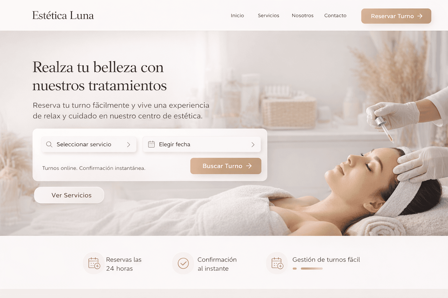 Web con Turnos Online para Centro de Estética